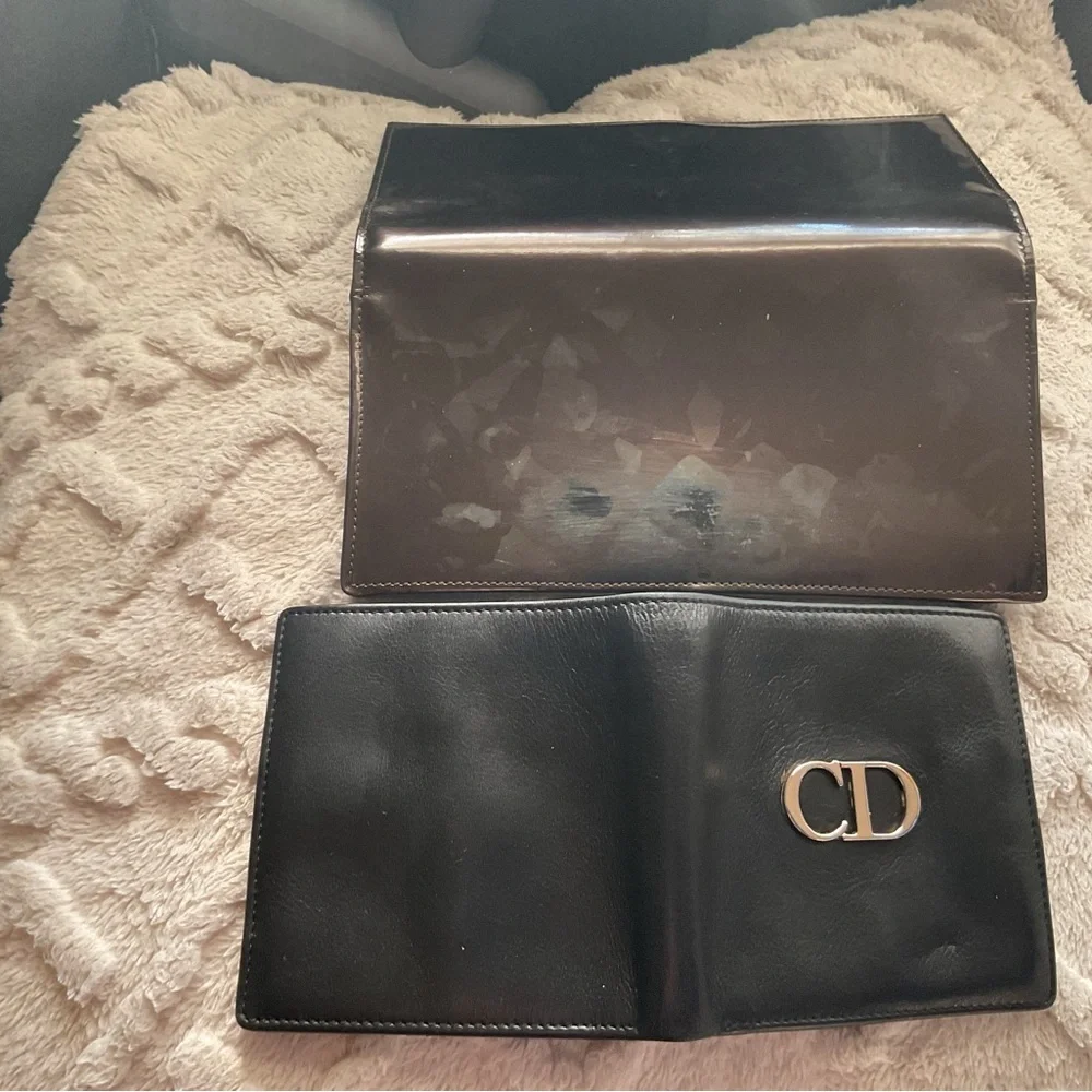 Dior Black Leather Clutch and CD-Logo Bifold Wallet